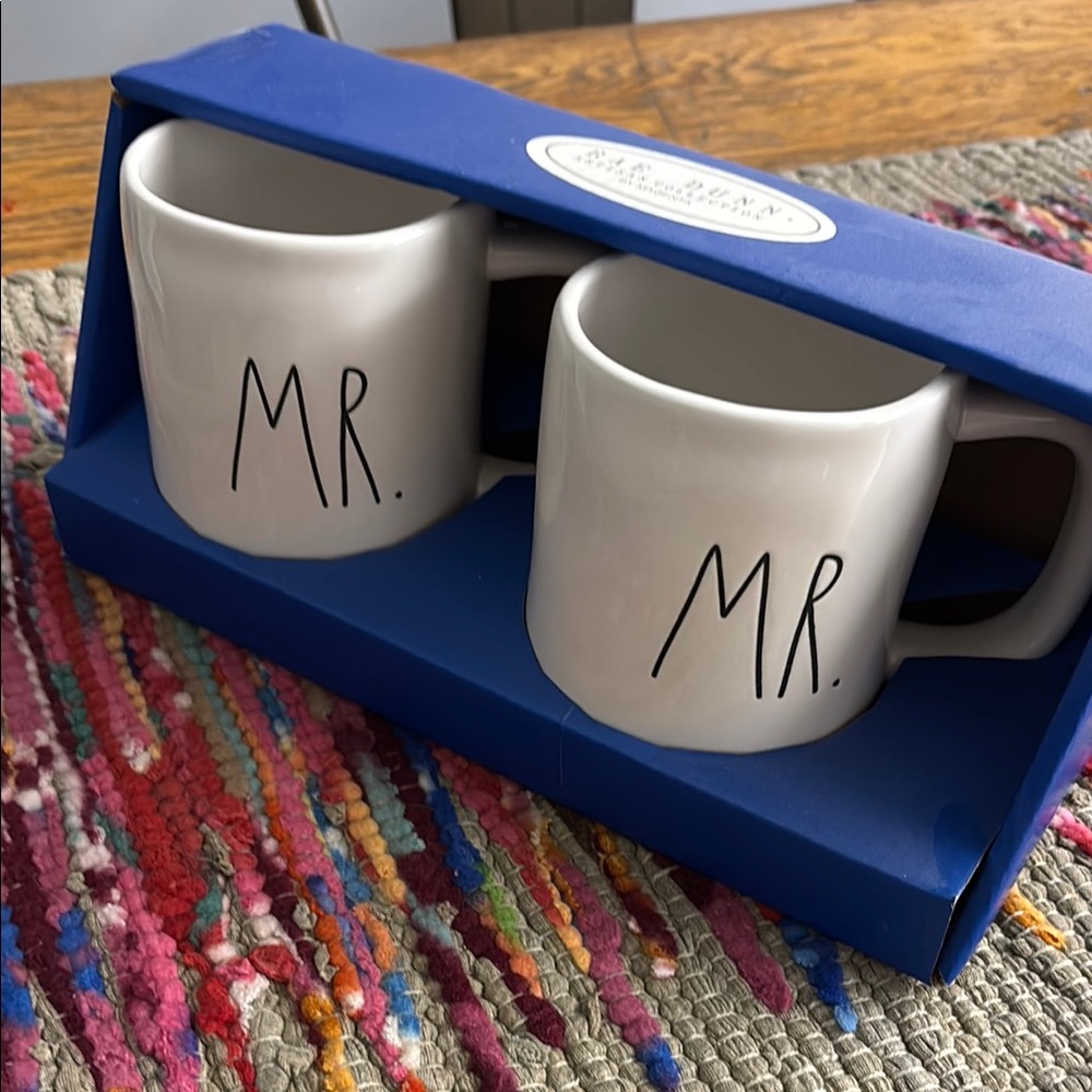 Rae Dunn White 'Mr.' Mug Set